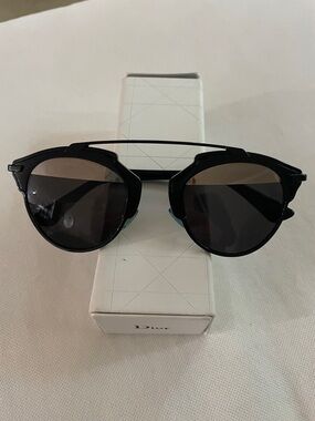 Dior Black Round Frame Sunglasses with Dark Lenses